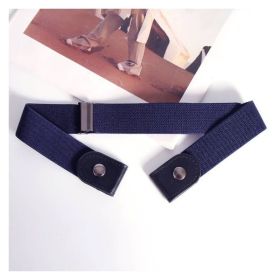 Men's Adjustable Black Elastic Stretch Comfortable Concealed Belt For Jeans Pants (Color: navy blue)