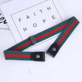 Men's Adjustable Black Elastic Stretch Comfortable Concealed Belt For Jeans Pants (Color: Red And Green Stripes)