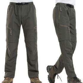 Mens Pants Tracksuit Bottoms Removable Lightweight Zip (Color: Green, size: 36)