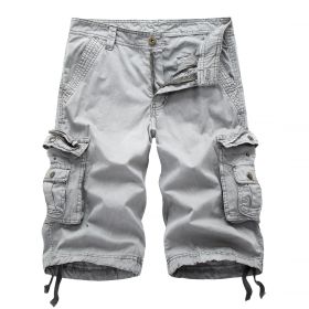 Men's Relaxed Fit Cargo Shorts with Multi Pockets (Color: Grey, size: 36)