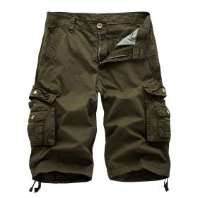 Men's Relaxed Fit Cargo Shorts with Multi Pockets (Color: Army Green, size: 36)