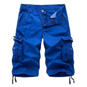 Men's Relaxed Fit Cargo Shorts with Multi Pockets (Color: Blue, size: 29)