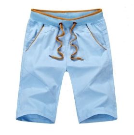 Men's Shorts Drawstring Summer Beach Shorts with Elastic Waist and Pockets (Color: Blue, size: L)
