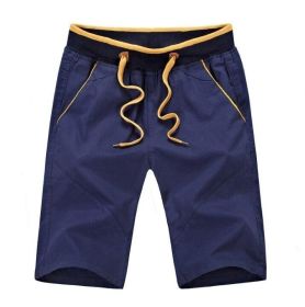 Men's Shorts Drawstring Summer Beach Shorts with Elastic Waist and Pockets (Color: Navy, size: XL)