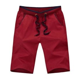 Men's Shorts Drawstring Summer Beach Shorts with Elastic Waist and Pockets (Color: Red, size: S)