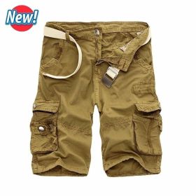 Men Cargo Shorts Casual Loose Short Pants Camouflage Military Summer Style Knee Length Plus Size 10 Colors Shorts Men (Color: 2, size: 34)