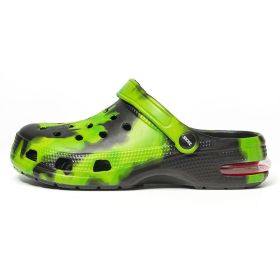 Men's Clogs; Men's hole shoes; cool color patterns; beach men's sandals (colour: Black green, size: 39)