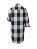 Plus Size Casual Blouse, Women's Plus Gingham Print Button Up Roll Up Sleeve Turn Down Collar Blouse